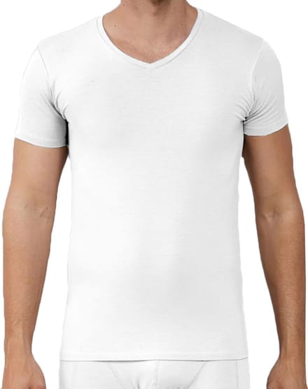 Apollo heren T-shirt Bamboe - V Hals- 2-pack - Wit  - M