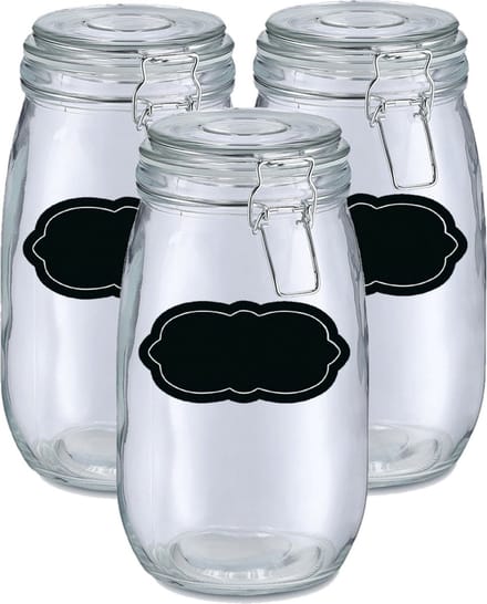 Weckpot/inmaakpot - 6x - 1.4L - glas - met beugelsluiting - incl. etiketten