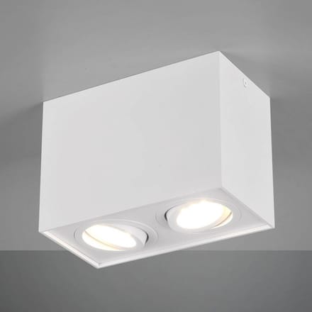 TRIO Biscuit Plafonniere - 2xGU10 - Metaal - Mat Wit