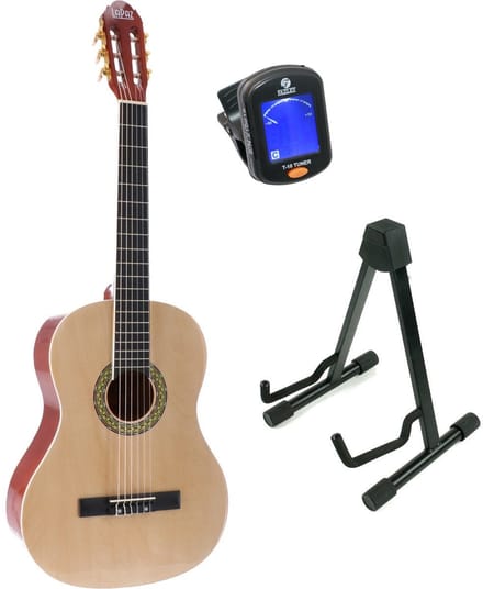 Klassieke gitaar 4/4 - incl. statief en tuner - LaPaz 002 - Naturel