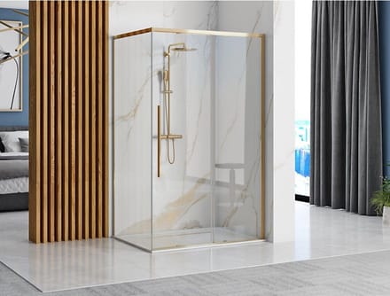 Rea Solar Gold 90X90 - 195 cm - Douchecabine - Vierkant - Goud