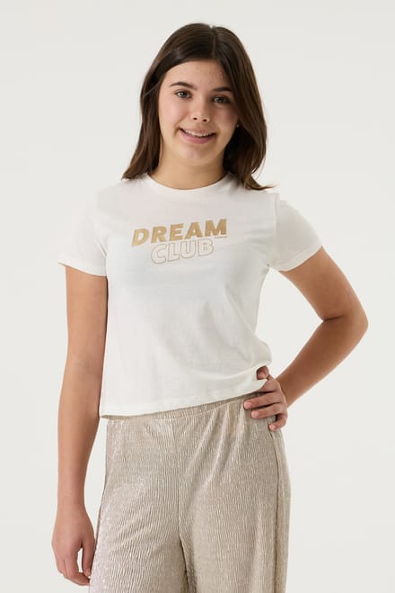 GARCIA Meisjes Tekst Print T-shirt Wit Korte mouw