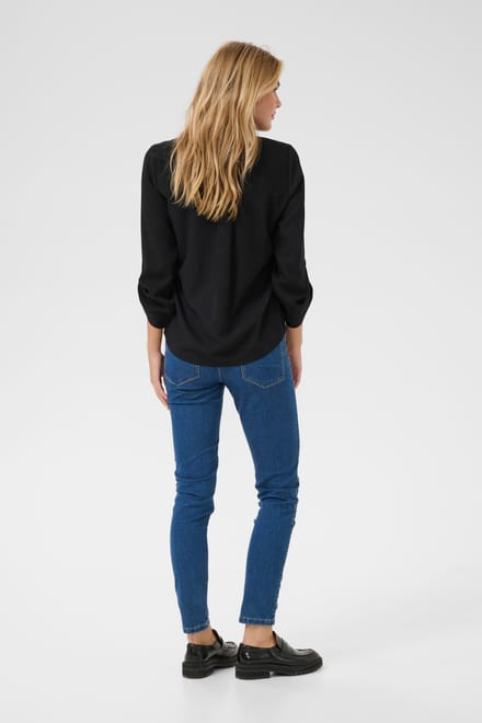 Blouse met korte mouwen Regular fit Black