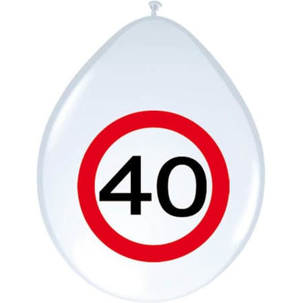 40 Jaar Verkeersbord Ballonnen - 8 stuks