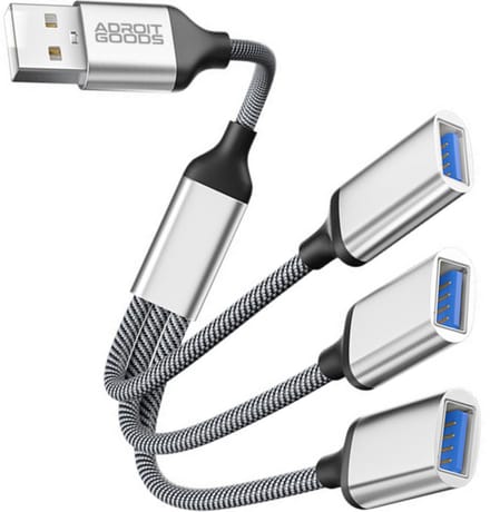 AdroitGoods USB A Male naar 3x USB Female Kabel Adapter - Type A USB 3.0Port Splitter Dongle Multi Hub - Silver