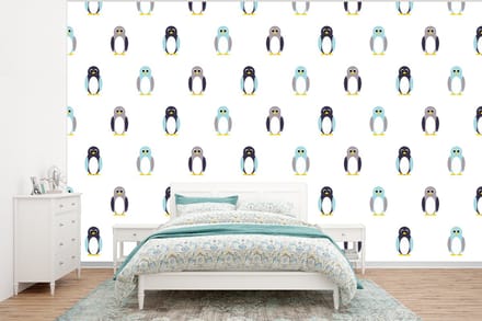 Behang - Fotobehang Design - Dieren - Pinguïn - Breedte 400 cm x hoogte 300 cm