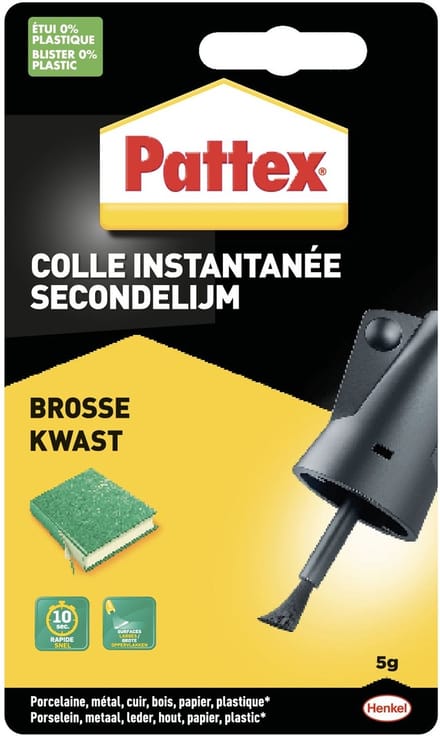 Secondenlijm pattex met kwast flacon 5gr blister | 12 stuks