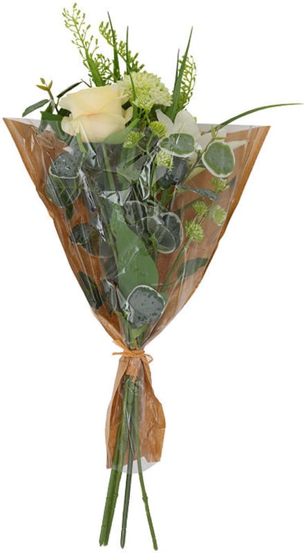 Countryfield kunstboeket bloemen wit decoratie 60cm kunststof.