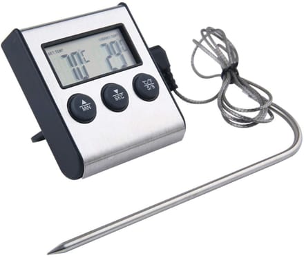 QIN® Thermometer Koken - Thermometer Bbq - Thermometer Vlees - Zilver - 7cm x 7cm x 2cm