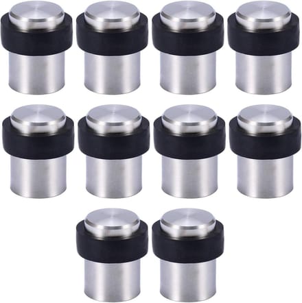 Deurstopper Rubber Vloerbevestiging Cilindervormig 4.5cm Roestvrij Staal Schroeven - Set van 10