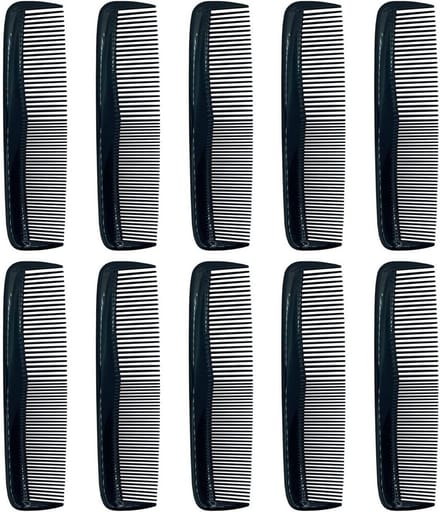 Set van 10 zwarte kammen voor heren en dames, ideaal voor thuis en kapper