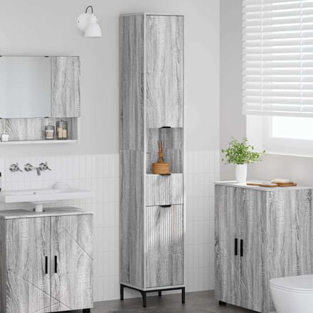 vidaXL - Badkamerkast - Grijs - Sonoma - 31,5 - x - 33 - x - 190 - cm
