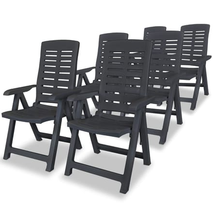 vidaXL - Verstelbare - klapstoelen, - 6 - stuks, - antracietkleurig - kunststof