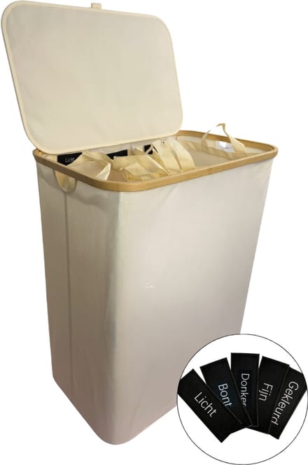 a sunny day Wasmand 3 Vakken - Wasmand met Deksel - Wasmand Beige