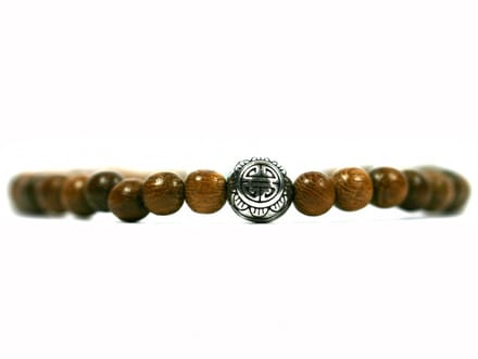 IbizaMen - robles hout 6mm - 925 Zilver 8mm turkoois - 19cm