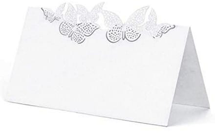 Tafelkaarten met Geperforeerde Vlinders - Wit, 10 Stuks