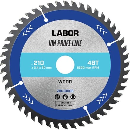 Labor HM cirkelzaagblad hout 210x30x2,4mm 48T