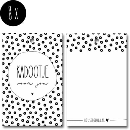 8x Label / Kaartje van karton / Cadeaulabels | KADOOTJE | 85 x 55 mm