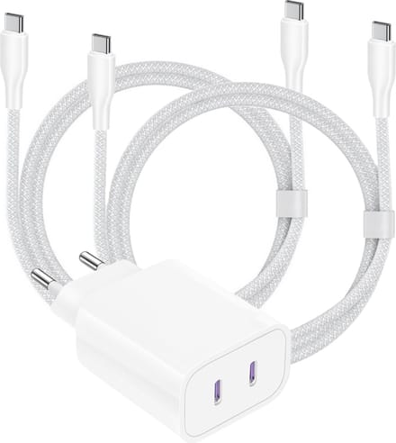Snel Oplader geschikt voor Samsung - Dual Snellader met USB-C Kabels 2 Meter