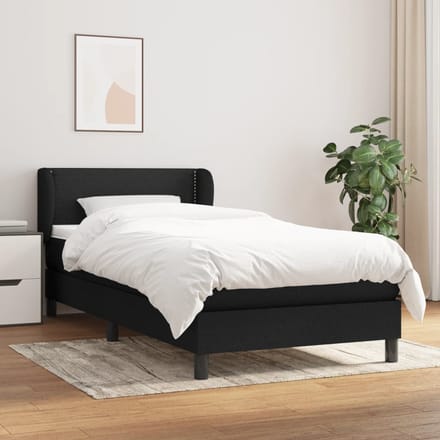 vidaXL - Boxspring - met - matras - stof - zwart - 80x200 - cm