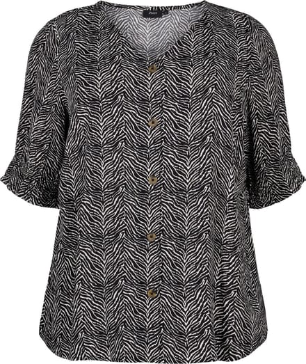 ZIZZI VBELLA, 1/2, BLOUSE Dames Blouse - Black - Maat S (42-44)