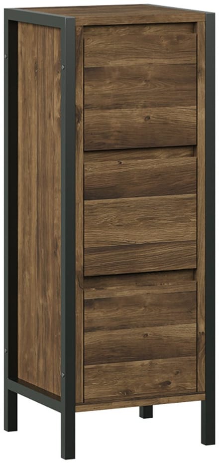 Vicco Naola Halfhoge kast – 30 x 80 cm met 3 laden Eiken/zwart