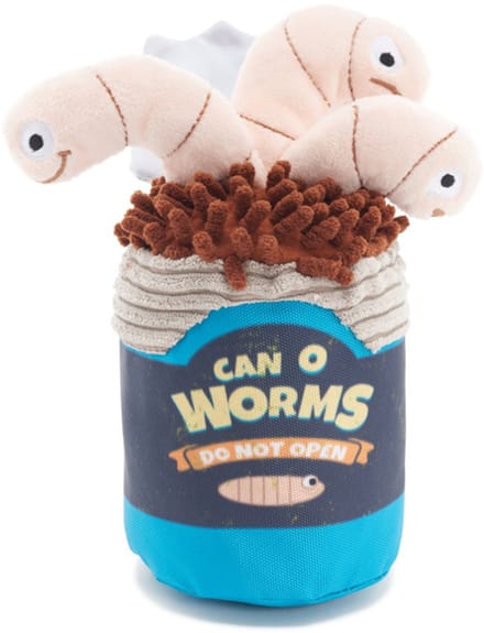 Bark live bait bites blik met wormen pluche 26x16x11 cm tot 20 kg
