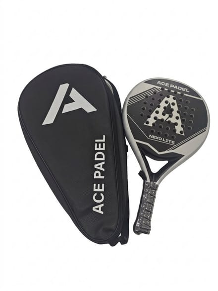 Ideaal beginner Padelracket - Inclusief Luxe Racket tas - Ronde vorm - 100% carbon - Chrome