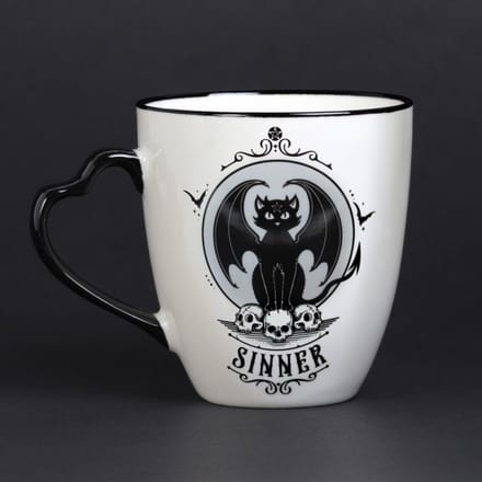 Alchemy - Saint/Sinner: Cat with Heart Handle Mok/beker - Wit