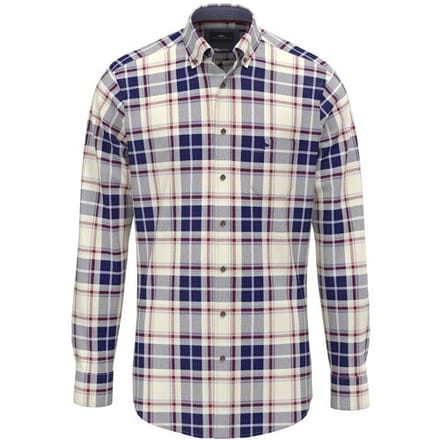 Fynch-Hatton Overhemd Flanel Check Button-Down Garnet Red-Navy / male