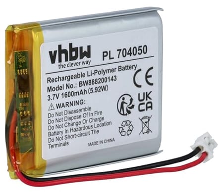 Vervangende batterij - voor tafel- en bedlamp - 1600mAh, 3.7V, Li-Polymer