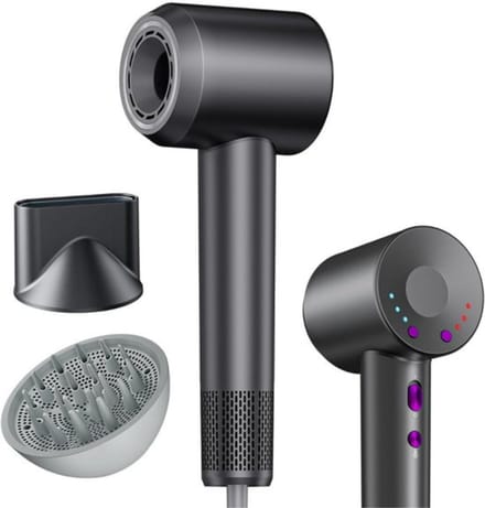 Thuys - Fohn met Diffuser - Haardroger Krullen - Haarfohn - Fohnborstel - Zwart