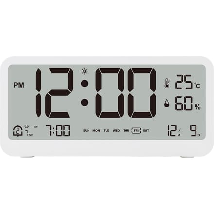 8001-EN Multifunctionele digitale klok LED-helderheid Instelbare temperatuur-vochtigheidsweergave wit