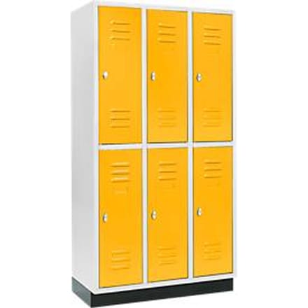 Schäfer Shop Select Kledinglocker, met 3 x 2 compartimenten, 300 mm, met fitting, draaigrendelslot, deur geel