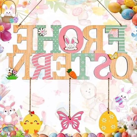 Christmas Easter Easter Decoration Easter Decoration with Easter Bunny Easter Eggs Hanging Decoration Easter Letters - ShopVlot