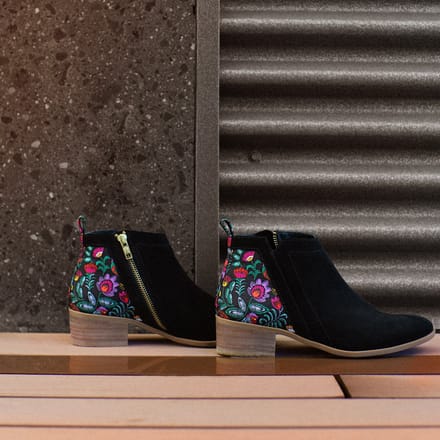 Inkkas, Rooster, Dames, Enkellaars, Suede, Natuurprint, Rubberzool, Maat 42