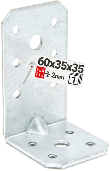 Winkelverbinder + 90 graden - 60x35x35x2 - versterkt - Konstruktionswinkel