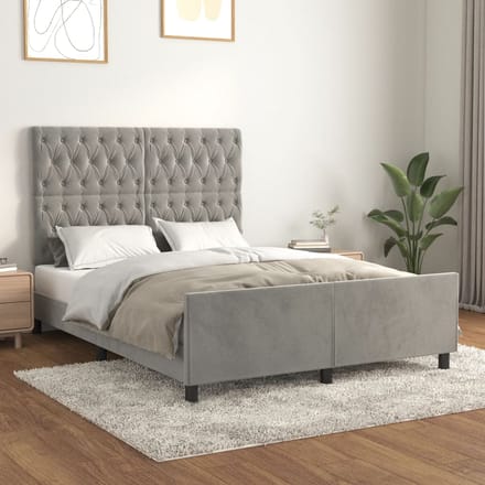 vidaXL - Bedframe - zonder - matras - 140x200 - cm - fluweel - lichtgrijs