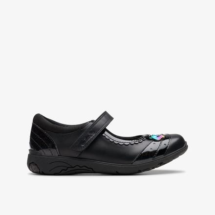 Relda Spark Kinderen Zwarte Leren Schoenen