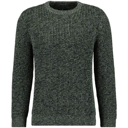 Ragman Trui Structure Knit Pullover Roundneck Donker Groen / male