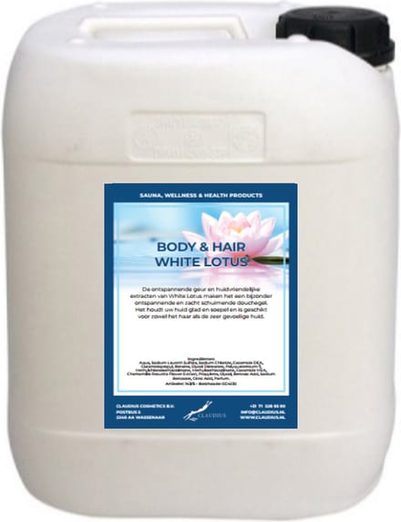 Body & Hair White Lotus 10 Liter - navulling - 2 in 1 voor lichaam en haar.