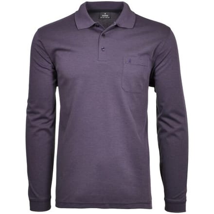 Ragman Softknit Polo Longsleeve Uni Breast Pocket Dark Lilac / male