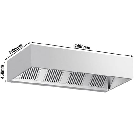 GGM Gastro Kastenhaube - 2400mm - mit Filter & Lampe Zilver