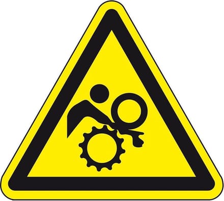 Waarschuwingsbord intrekgevaar - kunststof 100 mm
