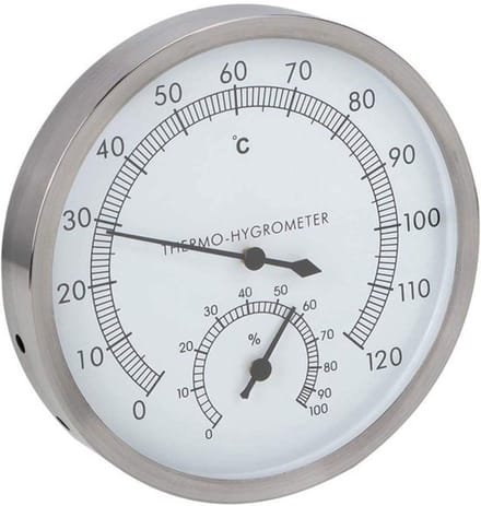 Allecto - Roestvrij stalen saunathermometer - Hygrometer - voor