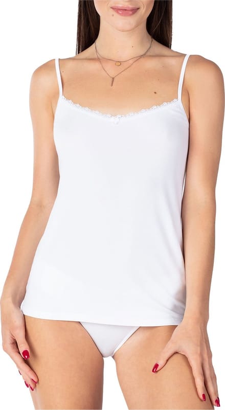 Bellivalini Dames Onderhemd - V-hals - met Kant - Viscose - BLV-BLV50-219-UW - Wit - XS