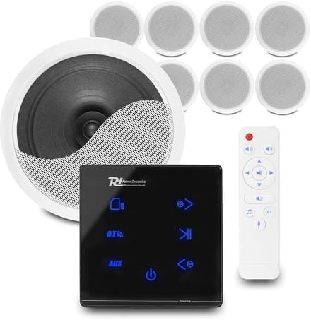Power Dynamics set van 8 CSPS6 plafondspeakers met de A100B inbouw versterker - Bluetooth - 4x 20W