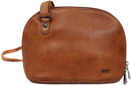Bear Design Hidde Leren Schoudertas / Crossbodytas - Ritstas voor Dames - Cognac