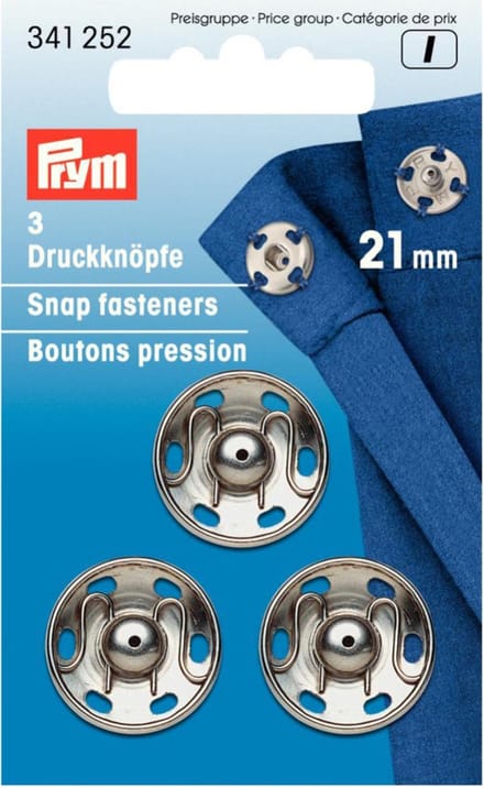 Aannaaidrukknopen 21 mm zilverkleurig 3 st. - Aannaaidrukknopen - Prym