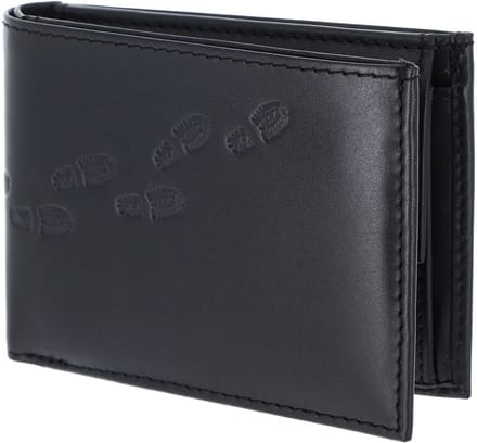 oxmox Leren portemonnee Leather RFID Protect Pocketbörse Footsteps 2.0 Embossed Black zwart